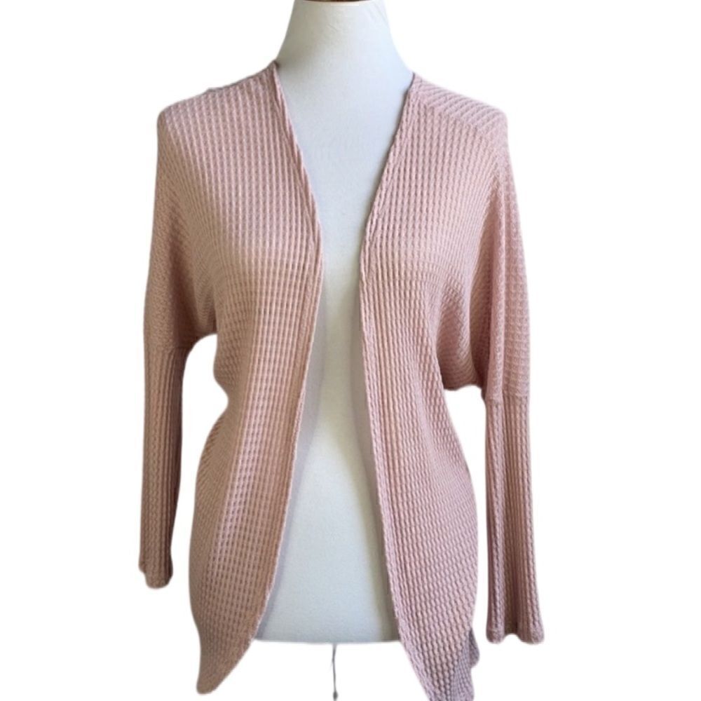 Dainty Hooligan Pale Pink Waffle Knit Open Cardigan (Size: Small)